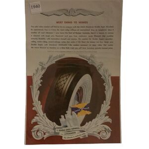 Vintage 1940 Goodyear Next Thing to Wings Tire Ad Advertisement